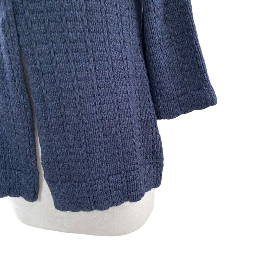 Twiggy Lambswool Pointelle Knit Cardigan Blue Coastal Cottagecore Quiet Luxury-S - Picture 3 of 16